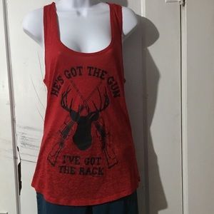 Buck and Doe Red Sheer Racerback Tank Top